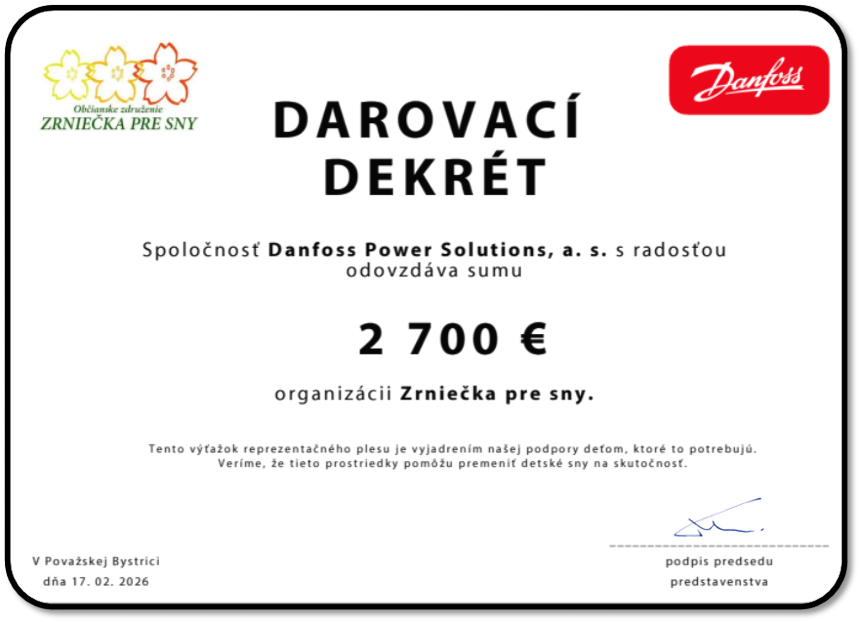 Dar 2 700 EUR od Danfoss Power Solutions, a. s.